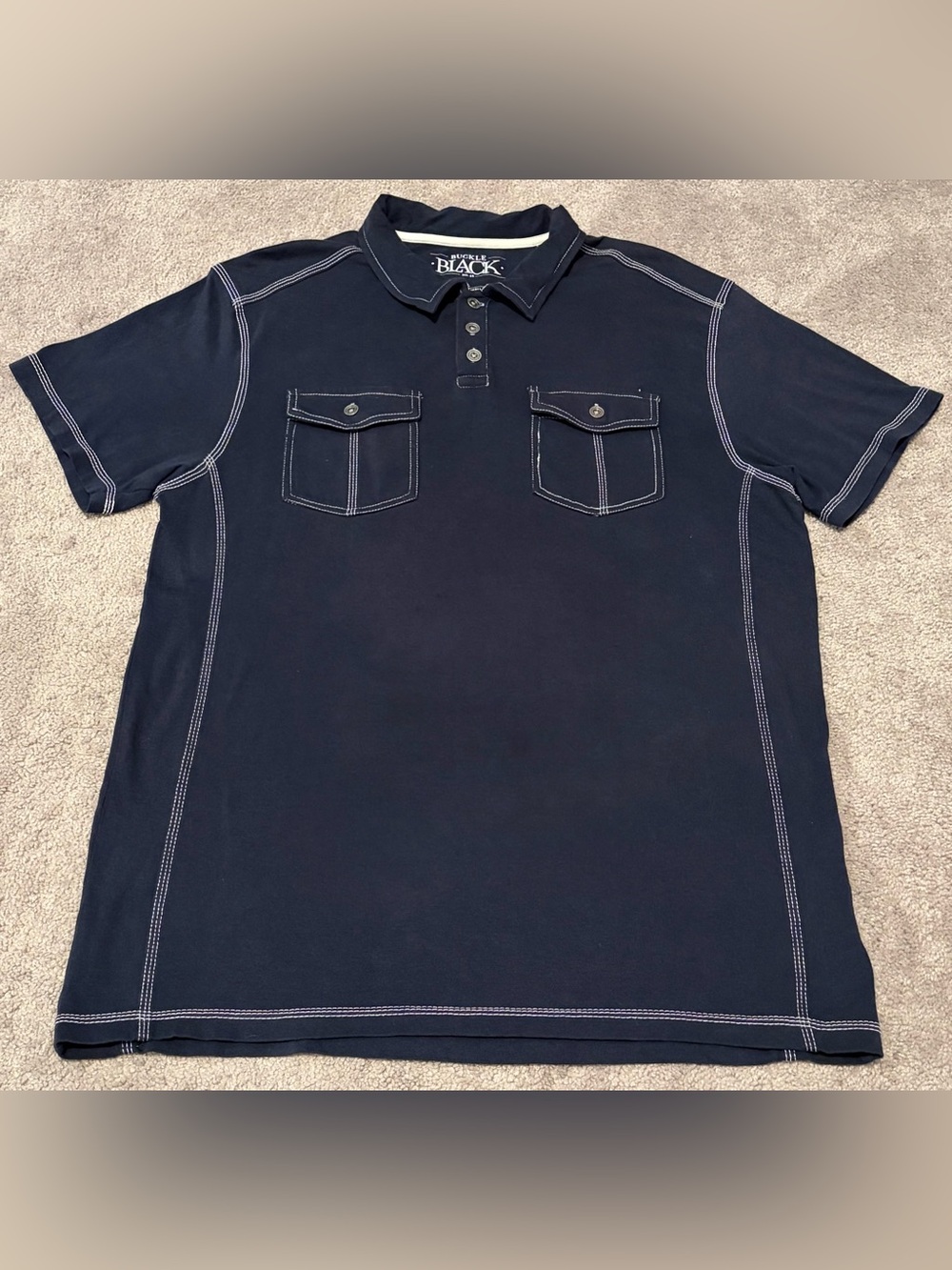 Buckle Black No 48 Men’s Standard Fit Black Polo Shirt Size Large